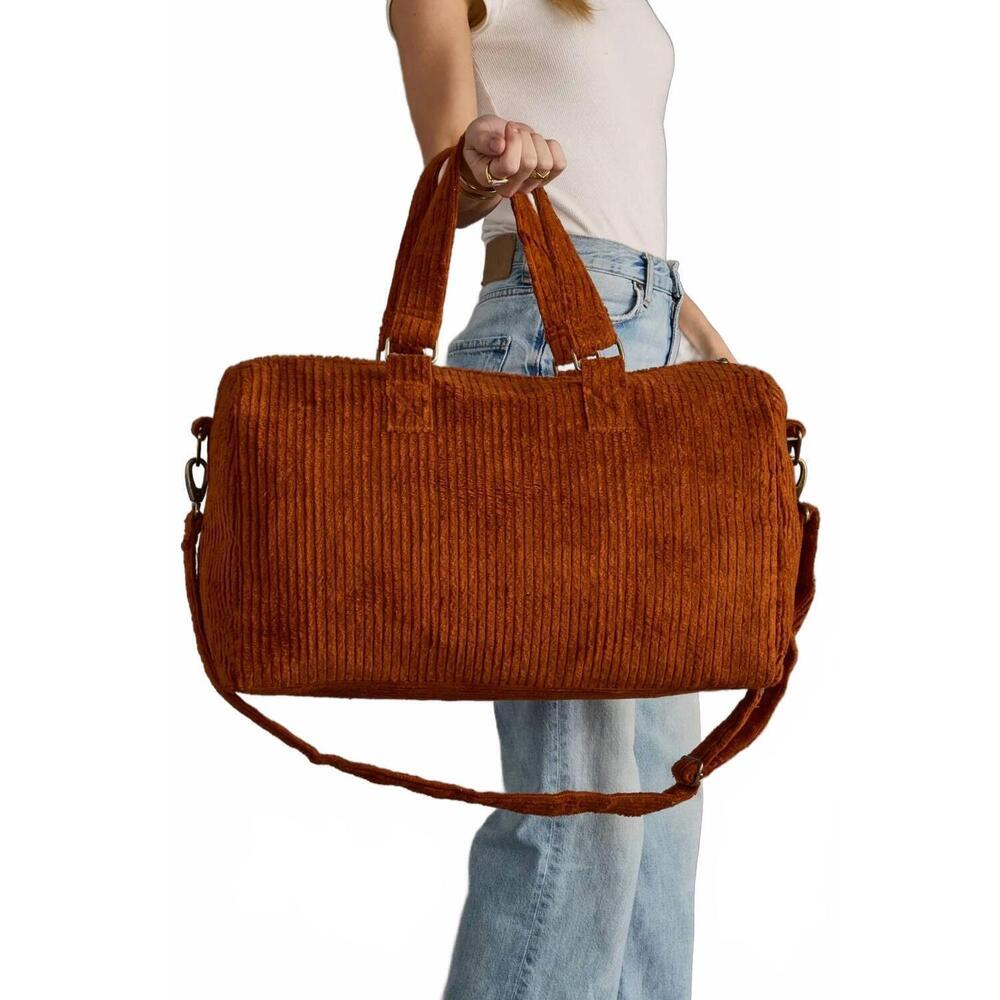 NEW PANACHE women's corduroy duffel bag in rust